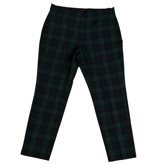 J. Crew Wool Blend Navy Black Green Ankle Length Pants Lined Side Zip Flat Front - Picture 1 of 10